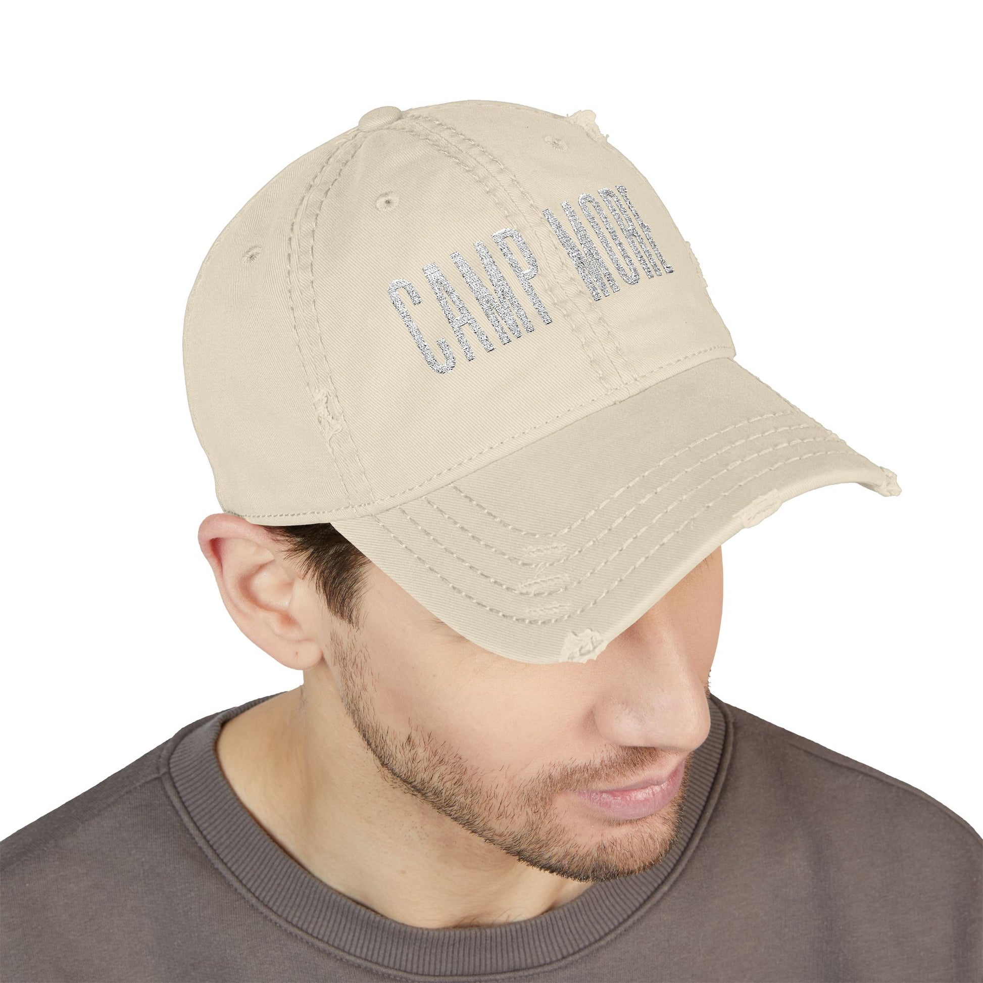 Camp More Distressed Embroidered Dad Hat
