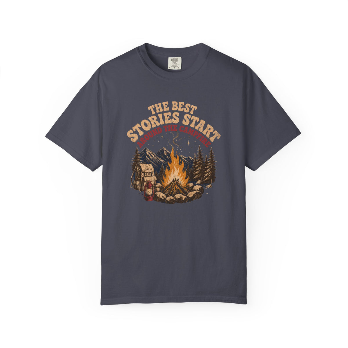 Campfire Stories T-Shirt — "The Best Stories Start Around the Campfire" Vintage Outdoor Tee