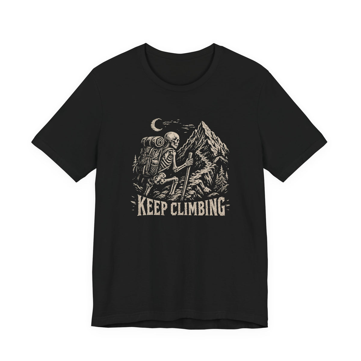 Keep Climbing Hiking T-Shirt — Skeleton Backpacker Mountain Tee