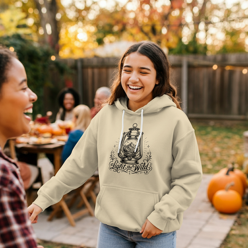 Lantern Wilderness Hoodie – "Light the Wild" Graphic Hooded Sweatshirt