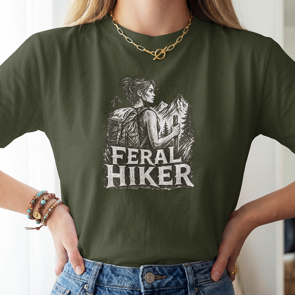 Feral Hiker T‑Shirt — Adventure Graphic Tee for Outdoor Lovers