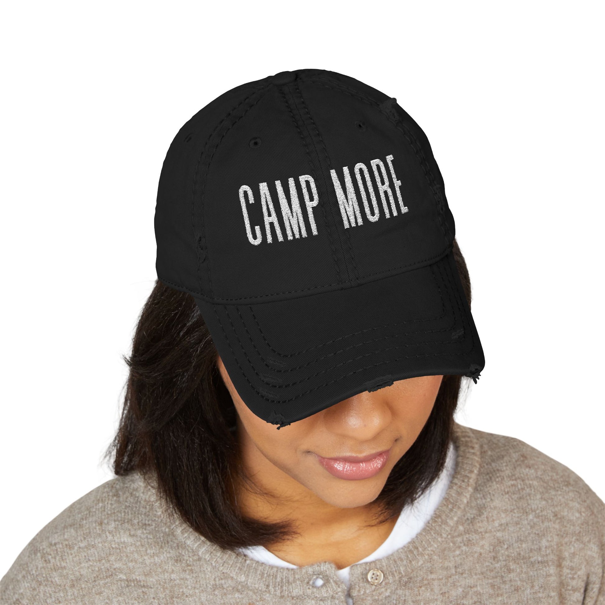 Camp More Distressed Embroidered Dad Hat
