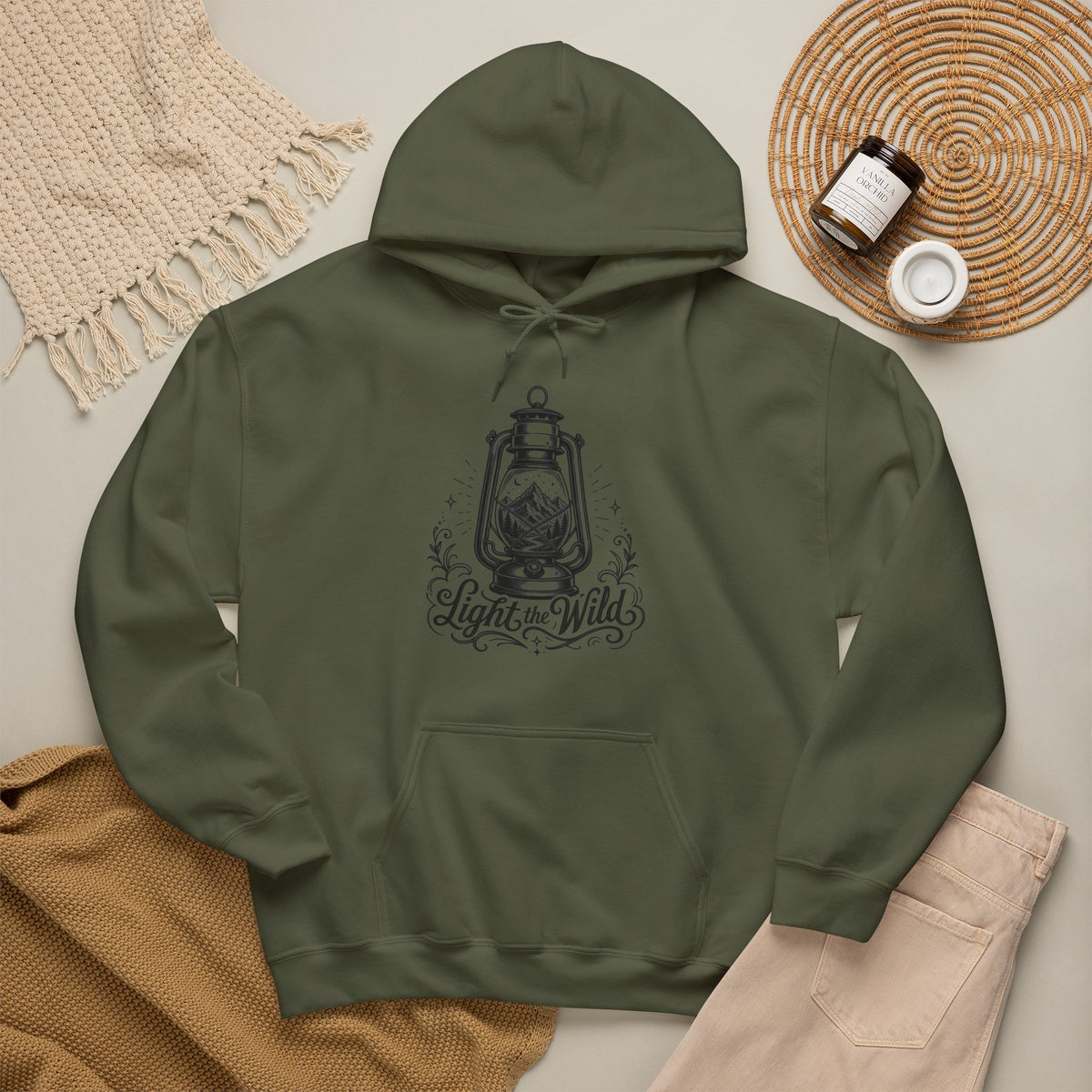 Lantern Wilderness Hoodie – "Light the Wild" Graphic Hooded Sweatshirt