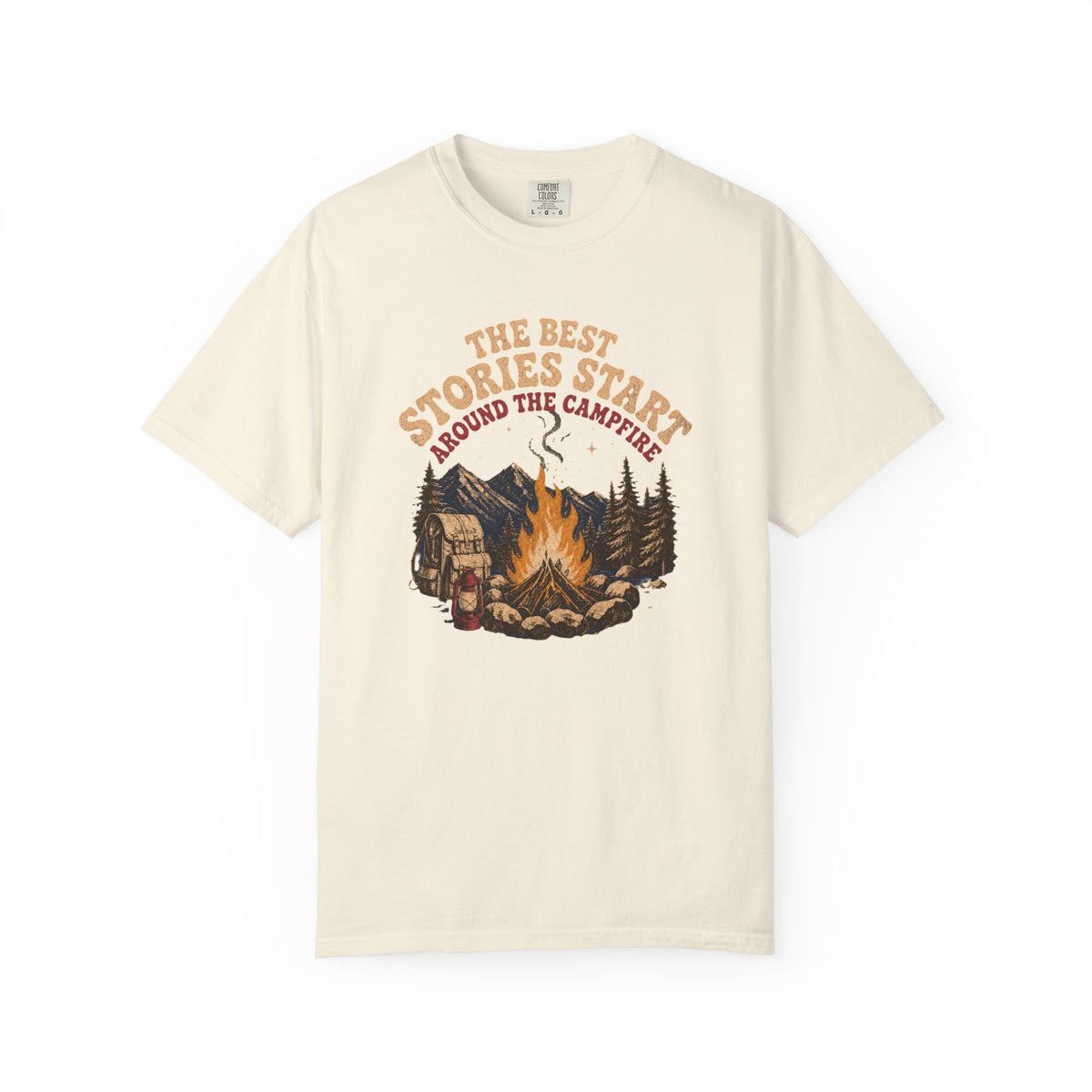 Campfire Stories T-Shirt — "The Best Stories Start Around the Campfire" Vintage Outdoor Tee